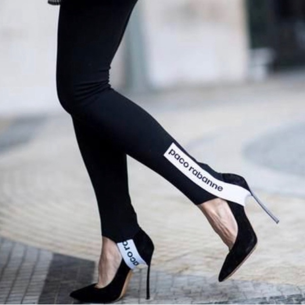 Paco Rabanne contrast logo stirrup leggings